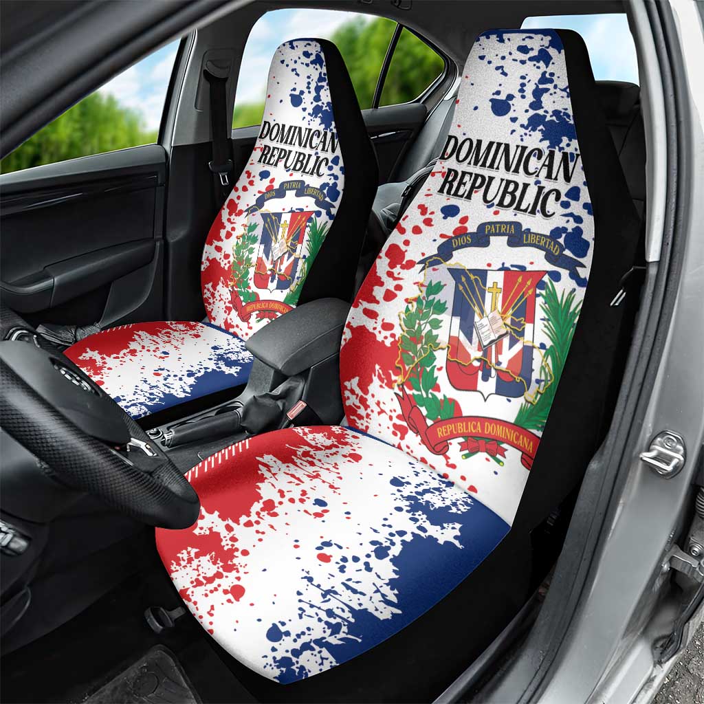 Dominican Republic Restoration Day Car Seat Cover Coat Of Arms Flag Colors - Wonder Print Shop