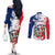 Personalized Dominican Republic Restoration Day Couples Matching Off The Shoulder Long Sleeve Dress and Long Sleeve Button Shirt Coat Of Arms Flag Colors - Wonder Print Shop