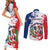Personalized Dominican Republic Restoration Day Couples Matching Short Sleeve Bodycon Dress and Long Sleeve Button Shirt Coat Of Arms Flag Colors - Wonder Print Shop