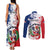 Personalized Dominican Republic Restoration Day Couples Matching Tank Maxi Dress and Long Sleeve Button Shirt Coat Of Arms Flag Colors - Wonder Print Shop