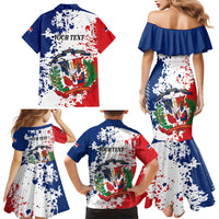 Personalized Dominican Republic Restoration Day Family Matching Mermaid Dress and Hawaiian Shirt Coat Of Arms Flag Colors - Wonder Print Shop