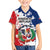 Personalized Dominican Republic Restoration Day Family Matching Off The Shoulder Long Sleeve Dress and Hawaiian Shirt Coat Of Arms Flag Colors - Wonder Print Shop