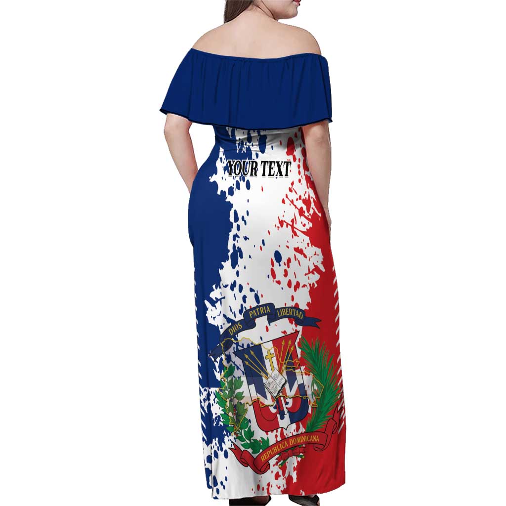 Personalized Dominican Republic Restoration Day Family Matching Off Shoulder Maxi Dress and Hawaiian Shirt Coat Of Arms Flag Colors - Wonder Print Shop