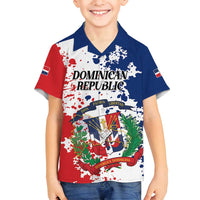 Personalized Dominican Republic Restoration Day Family Matching Off Shoulder Maxi Dress and Hawaiian Shirt Coat Of Arms Flag Colors - Wonder Print Shop