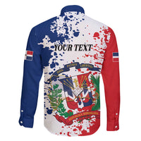 Personalized Dominican Republic Restoration Day Family Matching Short Sleeve Bodycon Dress and Hawaiian Shirt Coat Of Arms Flag Colors - Wonder Print Shop