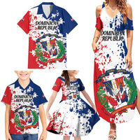 Personalized Dominican Republic Restoration Day Family Matching Summer Maxi Dress and Hawaiian Shirt Coat Of Arms Flag Colors - Wonder Print Shop