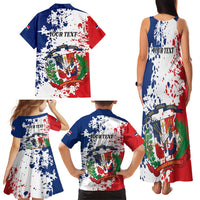 Personalized Dominican Republic Restoration Day Family Matching Tank Maxi Dress and Hawaiian Shirt Coat Of Arms Flag Colors - Wonder Print Shop