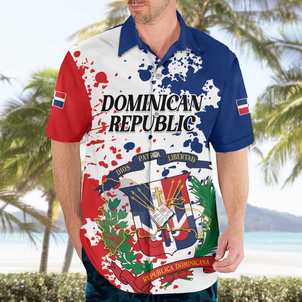 Personalized Dominican Republic Restoration Day Hawaiian Shirt Coat Of Arms Flag Colors - Wonder Print Shop