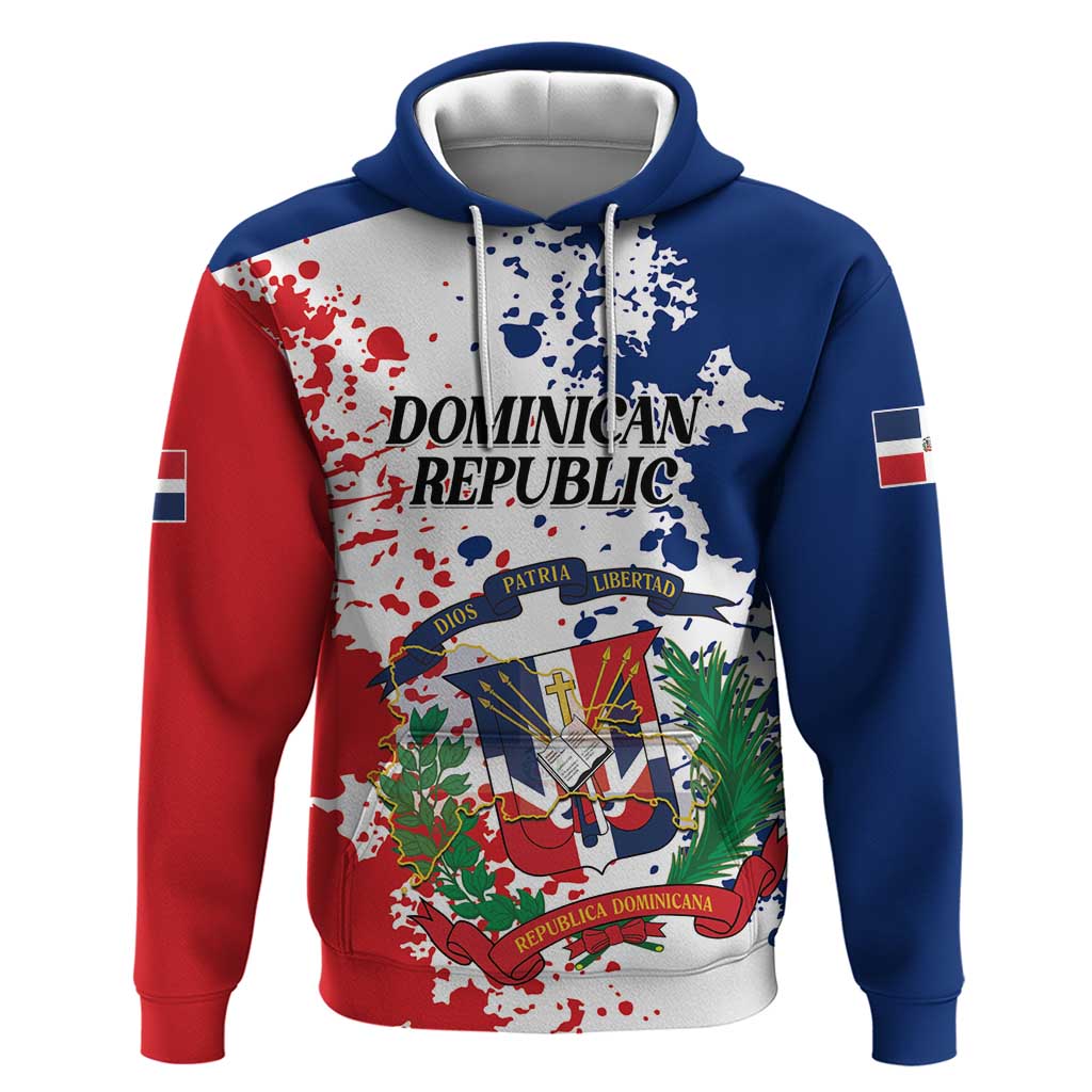 Personalized Dominican Republic Restoration Day Hoodie Coat Of Arms Flag Colors - Wonder Print Shop