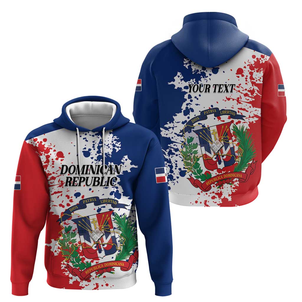 Personalized Dominican Republic Restoration Day Hoodie Coat Of Arms Flag Colors - Wonder Print Shop
