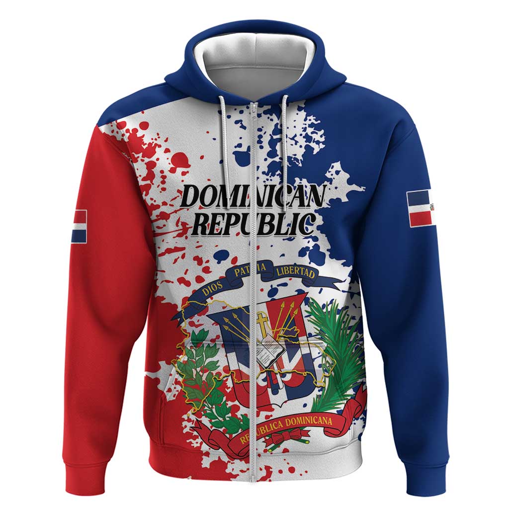 Personalized Dominican Republic Restoration Day Hoodie Coat Of Arms Flag Colors - Wonder Print Shop