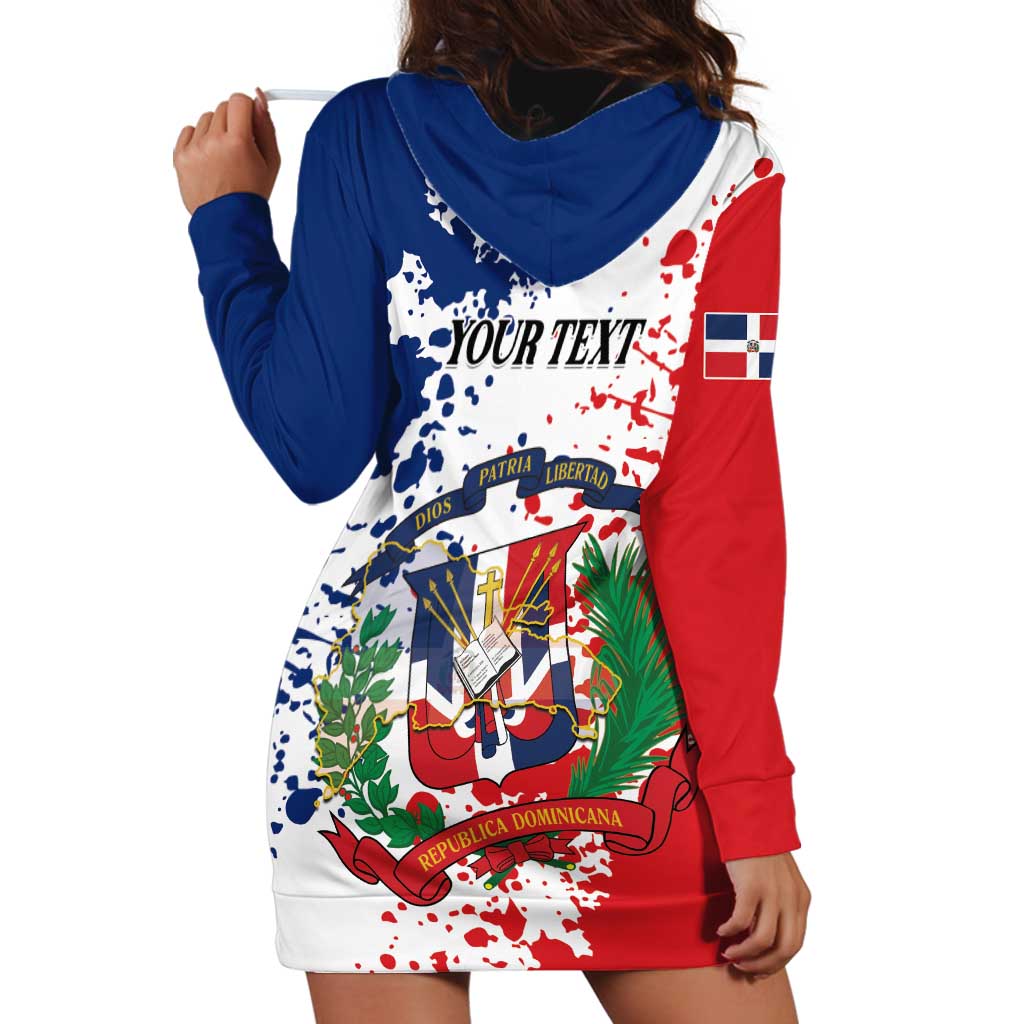 Personalized Dominican Republic Restoration Day Hoodie Dress Coat Of Arms Flag Colors - Wonder Print Shop