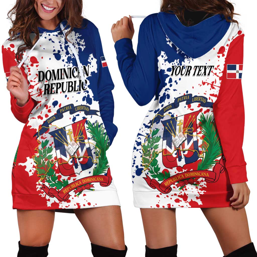 Personalized Dominican Republic Restoration Day Hoodie Dress Coat Of Arms Flag Colors - Wonder Print Shop