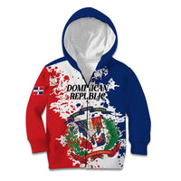Personalized Dominican Republic Restoration Day Kid Hoodie Coat Of Arms Flag Colors - Wonder Print Shop