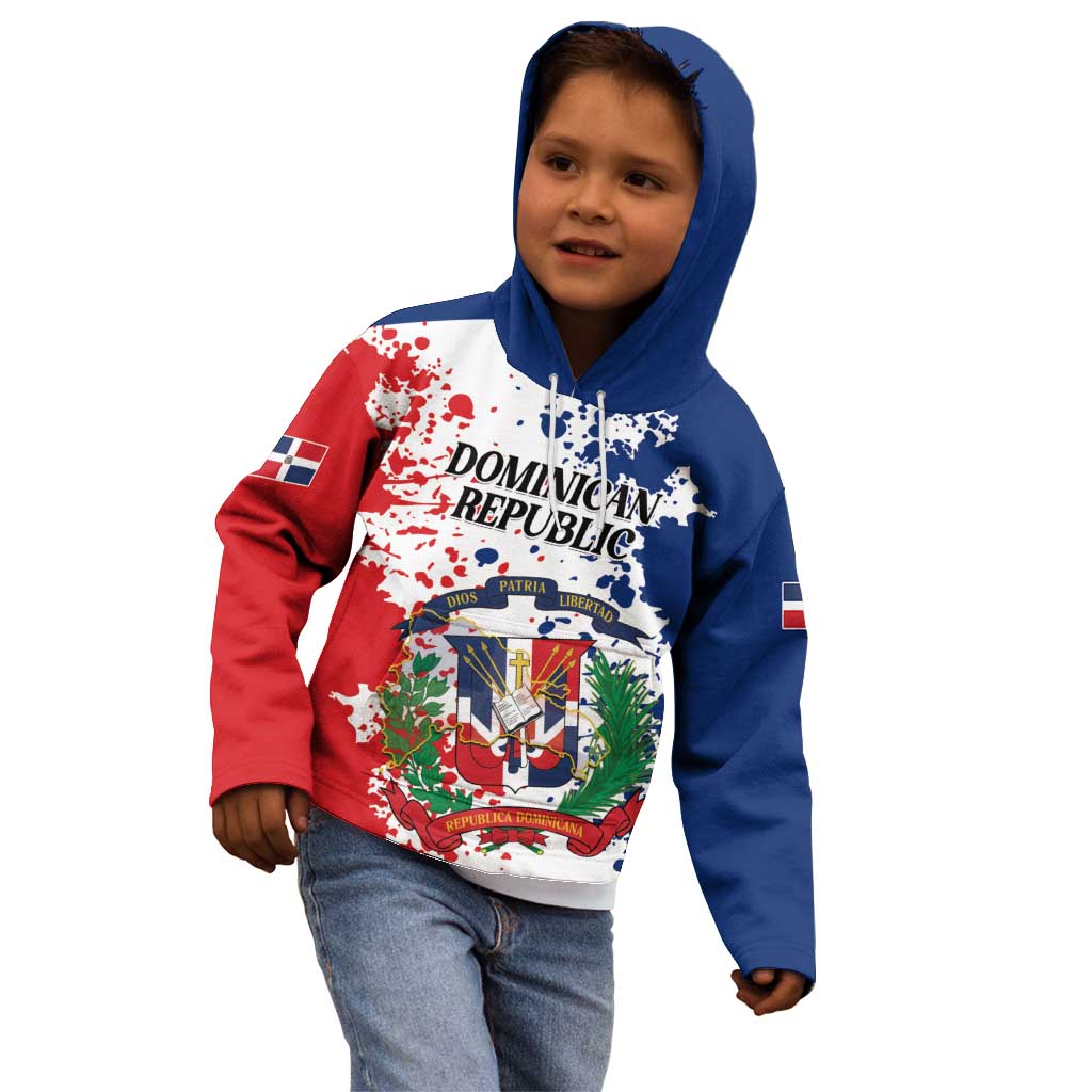 Personalized Dominican Republic Restoration Day Kid Hoodie Coat Of Arms Flag Colors - Wonder Print Shop