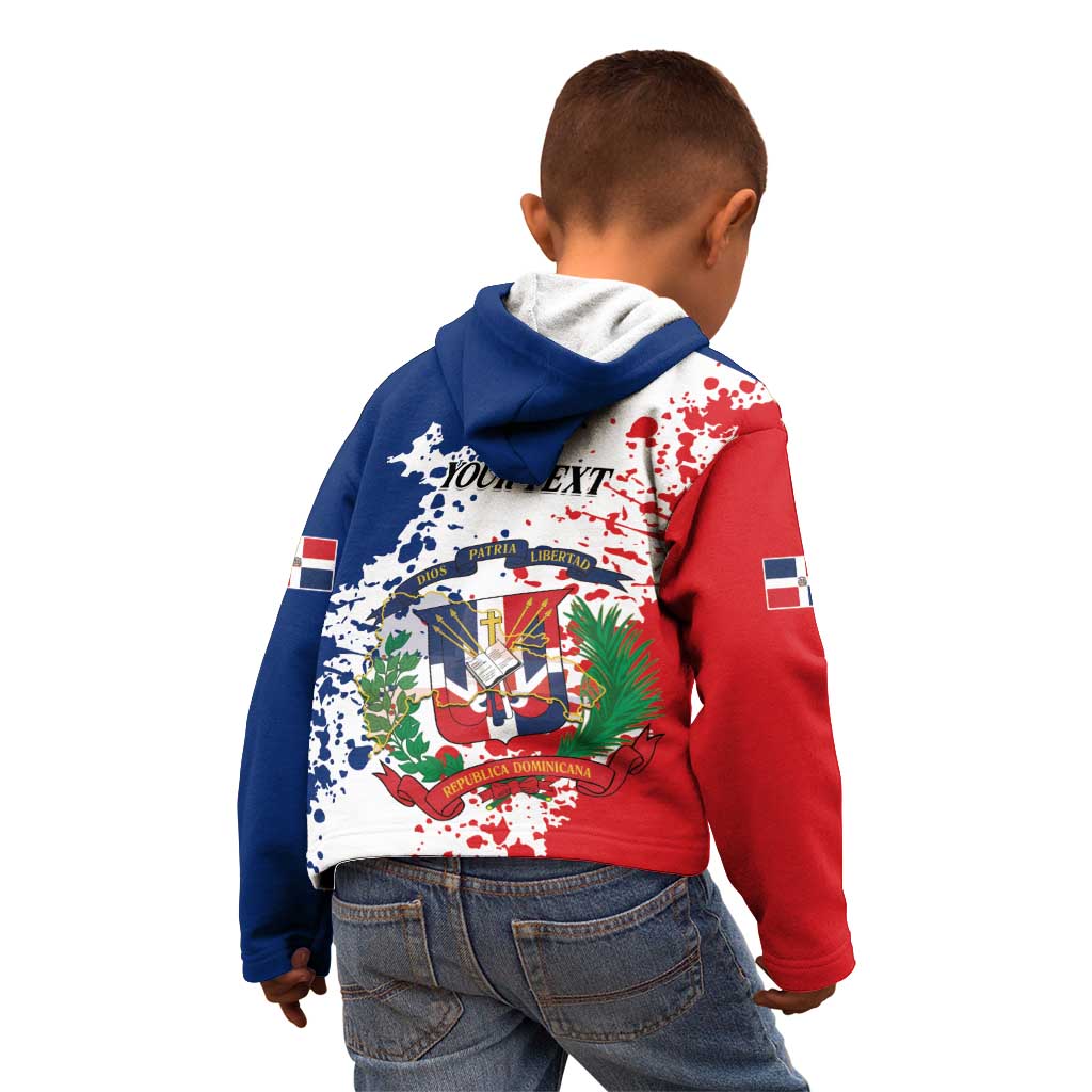 Personalized Dominican Republic Restoration Day Kid Hoodie Coat Of Arms Flag Colors - Wonder Print Shop
