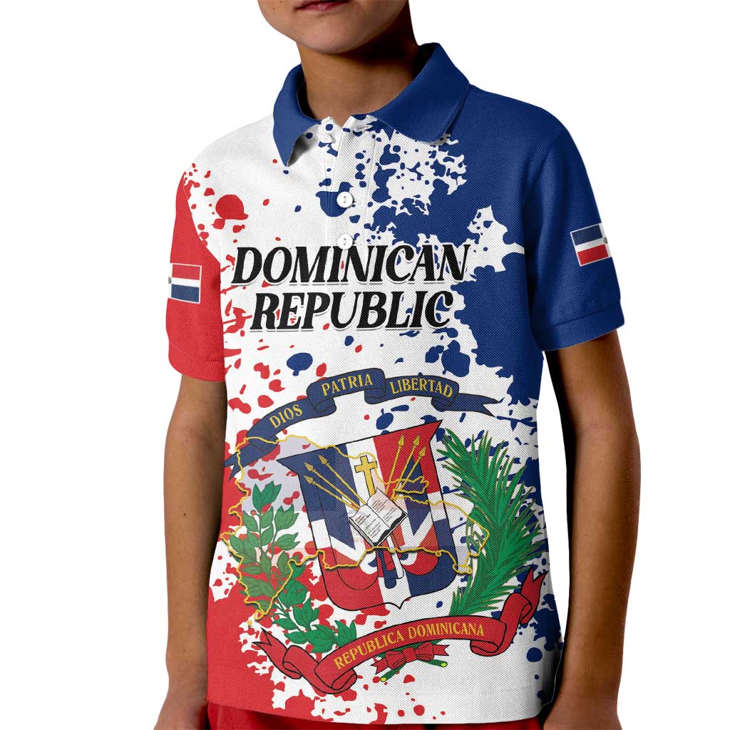 Personalized Dominican Republic Restoration Day Kid Polo Shirt Coat Of Arms Flag Colors - Wonder Print Shop