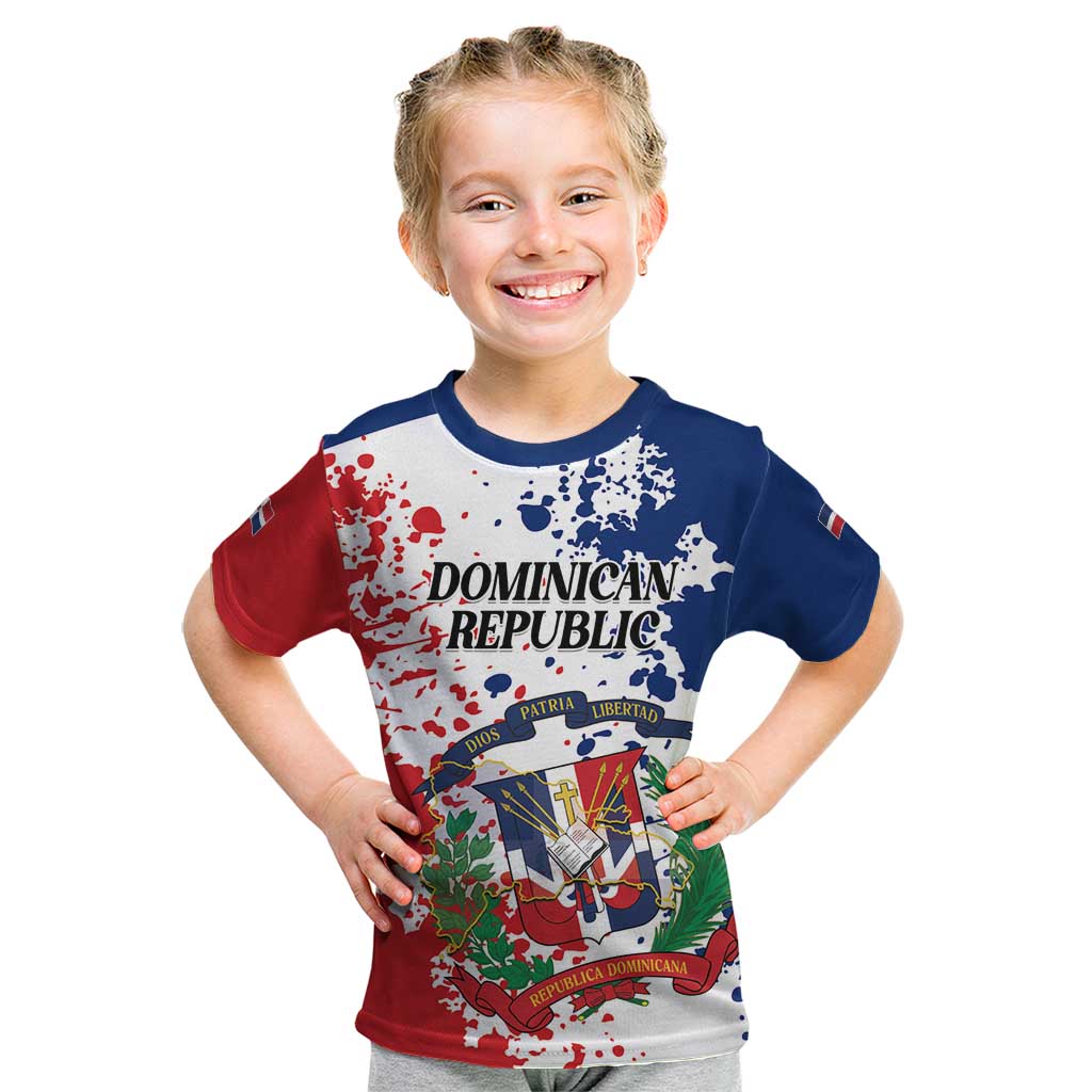 Personalized Dominican Republic Restoration Day Kid T Shirt Coat Of Arms Flag Colors - Wonder Print Shop