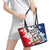 Dominican Republic Restoration Day Leather Tote Bag Coat Of Arms Flag Colors - Wonder Print Shop