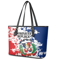 Dominican Republic Restoration Day Leather Tote Bag Coat Of Arms Flag Colors - Wonder Print Shop
