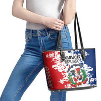 Dominican Republic Restoration Day Leather Tote Bag Coat Of Arms Flag Colors - Wonder Print Shop