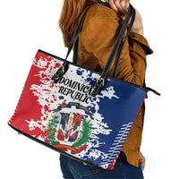 Dominican Republic Restoration Day Leather Tote Bag Coat Of Arms Flag Colors - Wonder Print Shop