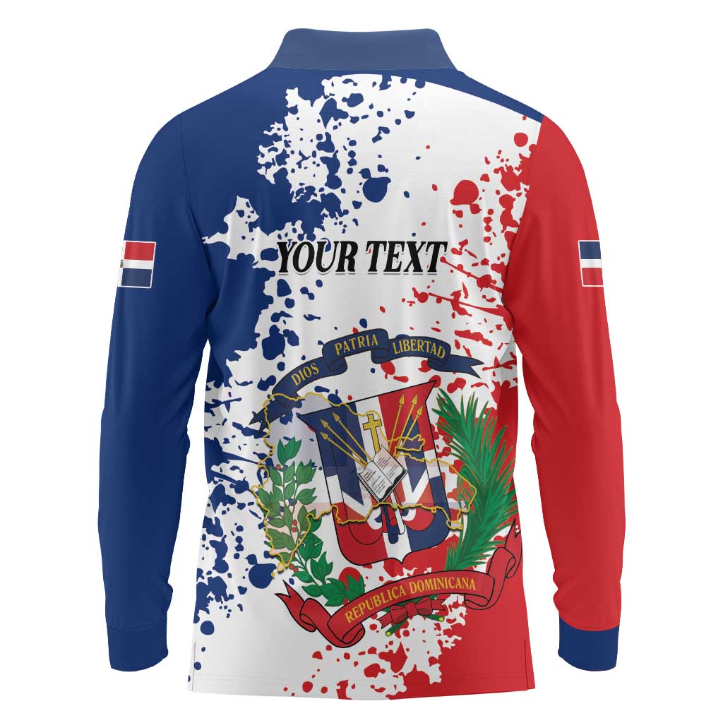 Personalized Dominican Republic Restoration Day Long Sleeve Polo Shirt Coat Of Arms Flag Colors - Wonder Print Shop