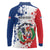 Personalized Dominican Republic Restoration Day Long Sleeve Polo Shirt Coat Of Arms Flag Colors - Wonder Print Shop