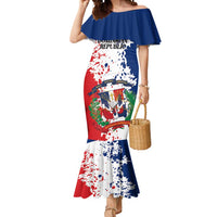 Personalized Dominican Republic Restoration Day Mermaid Dress Coat Of Arms Flag Colors - Wonder Print Shop