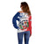 Personalized Dominican Republic Restoration Day Off Shoulder Sweater Coat Of Arms Flag Colors - Wonder Print Shop