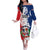 Personalized Dominican Republic Restoration Day Off The Shoulder Long Sleeve Dress Coat Of Arms Flag Colors - Wonder Print Shop