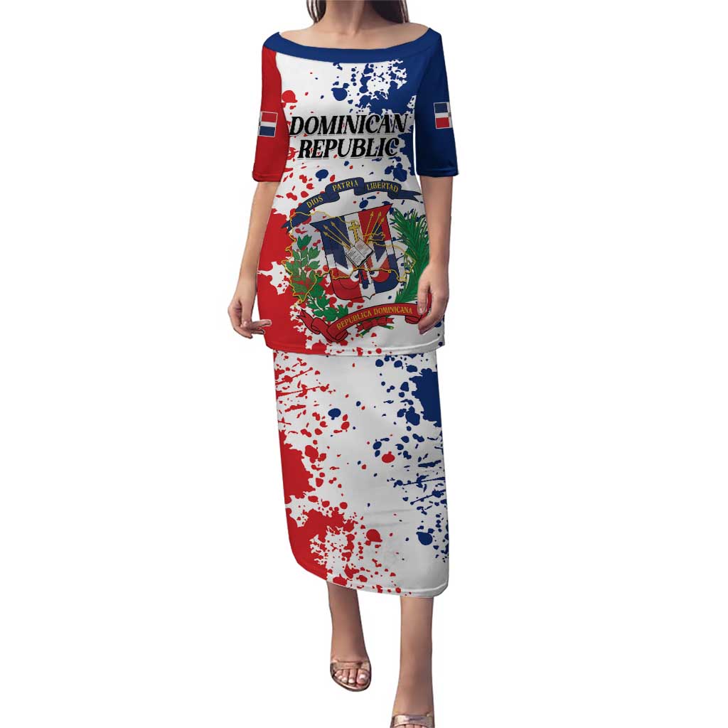 Personalized Dominican Republic Restoration Day Puletasi Coat Of Arms Flag Colors - Wonder Print Shop