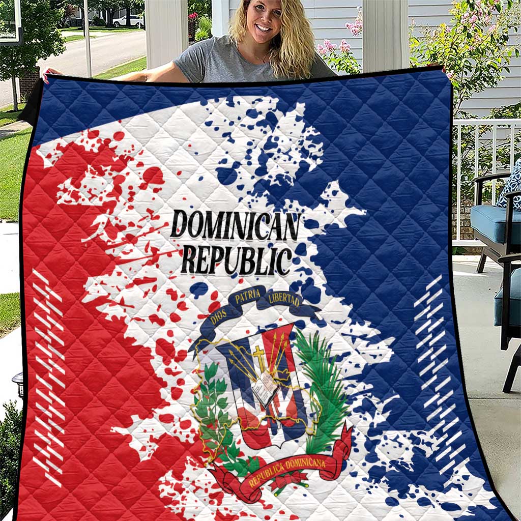 Dominican Republic Restoration Day Quilt Coat Of Arms Flag Colors - Wonder Print Shop