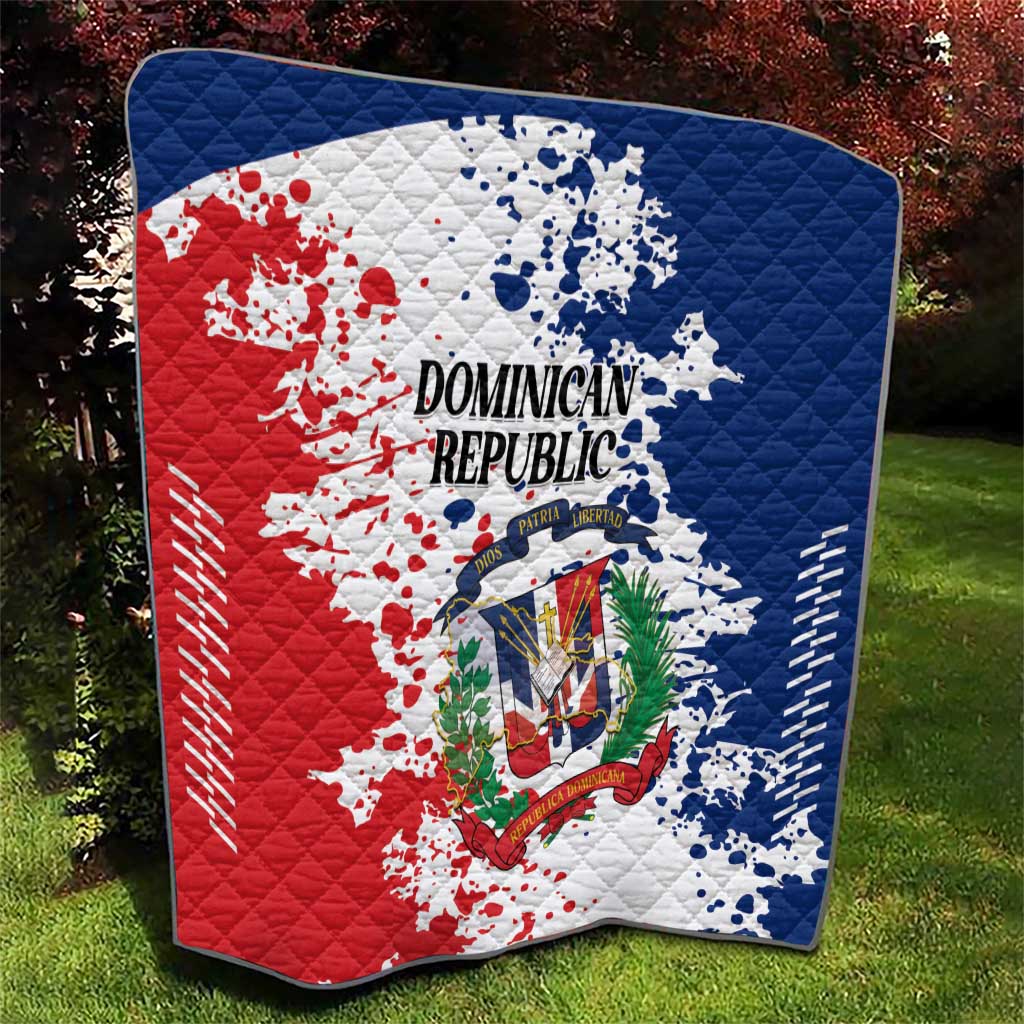 Dominican Republic Restoration Day Quilt Coat Of Arms Flag Colors - Wonder Print Shop