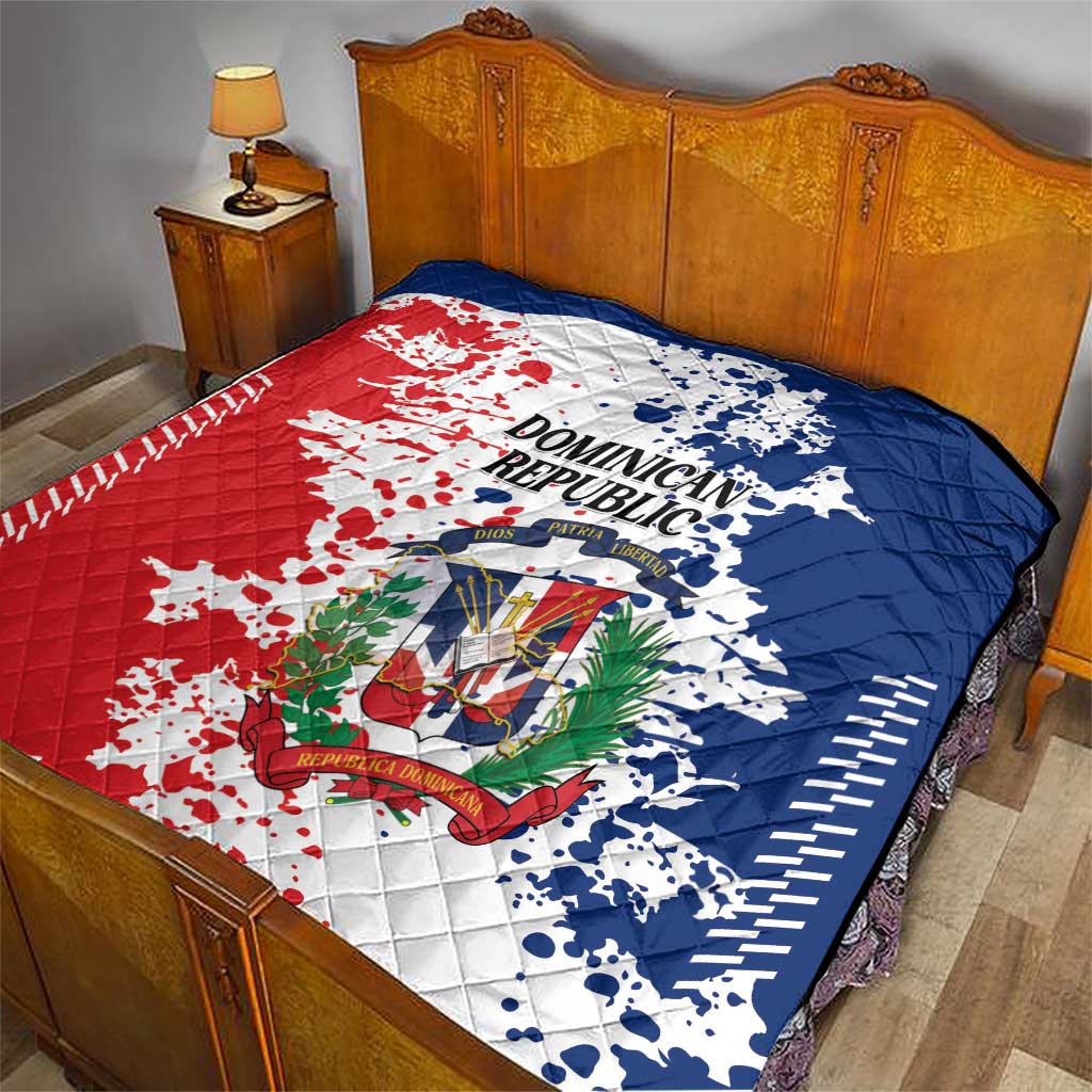 Dominican Republic Restoration Day Quilt Coat Of Arms Flag Colors - Wonder Print Shop