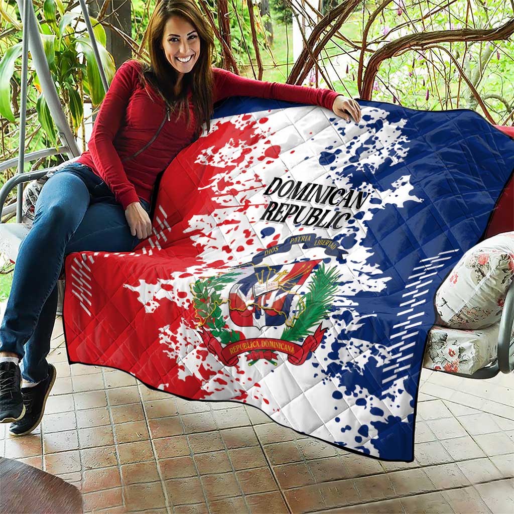 Dominican Republic Restoration Day Quilt Coat Of Arms Flag Colors - Wonder Print Shop