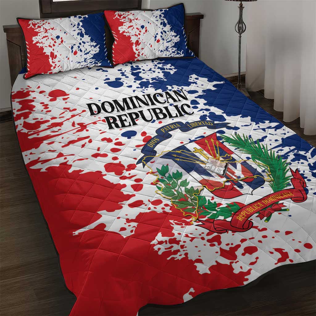 Dominican Republic Restoration Day Quilt Bed Set Coat Of Arms Flag Colors - Wonder Print Shop