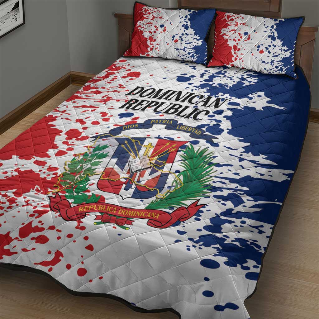 Dominican Republic Restoration Day Quilt Bed Set Coat Of Arms Flag Colors - Wonder Print Shop