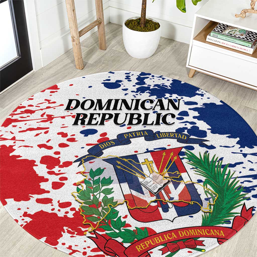Dominican Republic Restoration Day Round Carpet Coat Of Arms Flag Colors - Wonder Print Shop