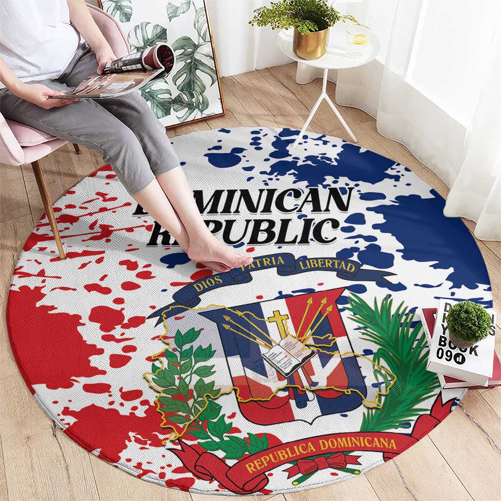 Dominican Republic Restoration Day Round Carpet Coat Of Arms Flag Colors - Wonder Print Shop