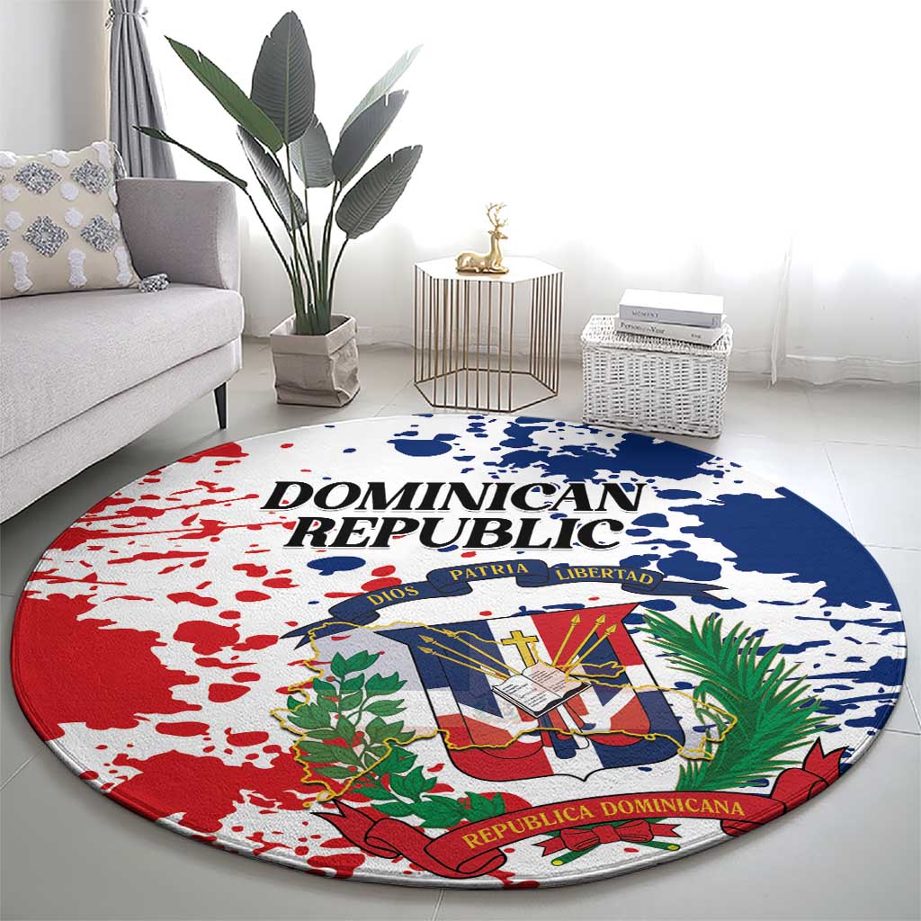 Dominican Republic Restoration Day Round Carpet Coat Of Arms Flag Colors - Wonder Print Shop