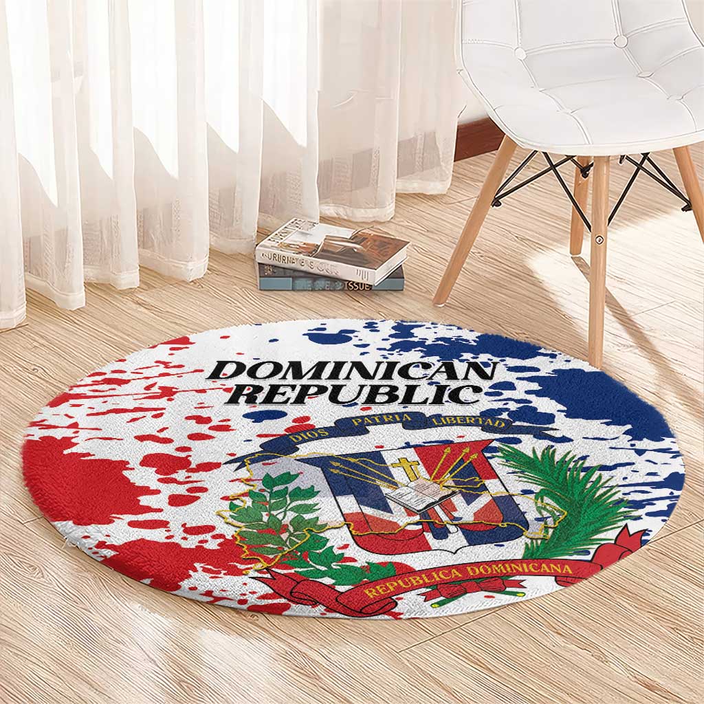 Dominican Republic Restoration Day Round Carpet Coat Of Arms Flag Colors - Wonder Print Shop