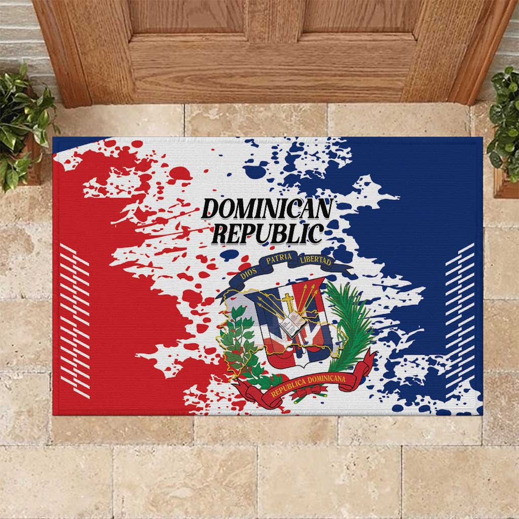 Dominican Republic Restoration Day Rubber Doormat Coat Of Arms Flag Colors - Wonder Print Shop