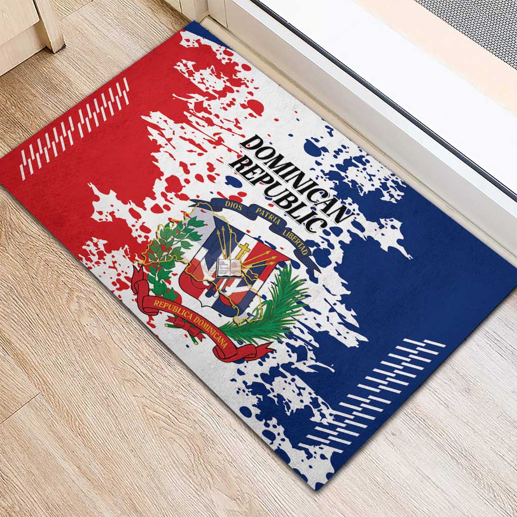 Dominican Republic Restoration Day Rubber Doormat Coat Of Arms Flag Colors - Wonder Print Shop