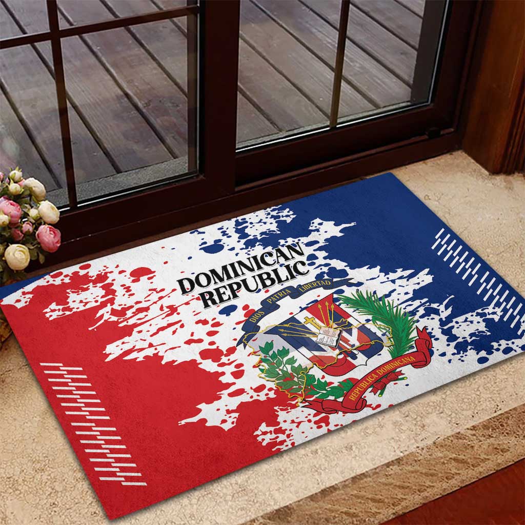 Dominican Republic Restoration Day Rubber Doormat Coat Of Arms Flag Colors - Wonder Print Shop