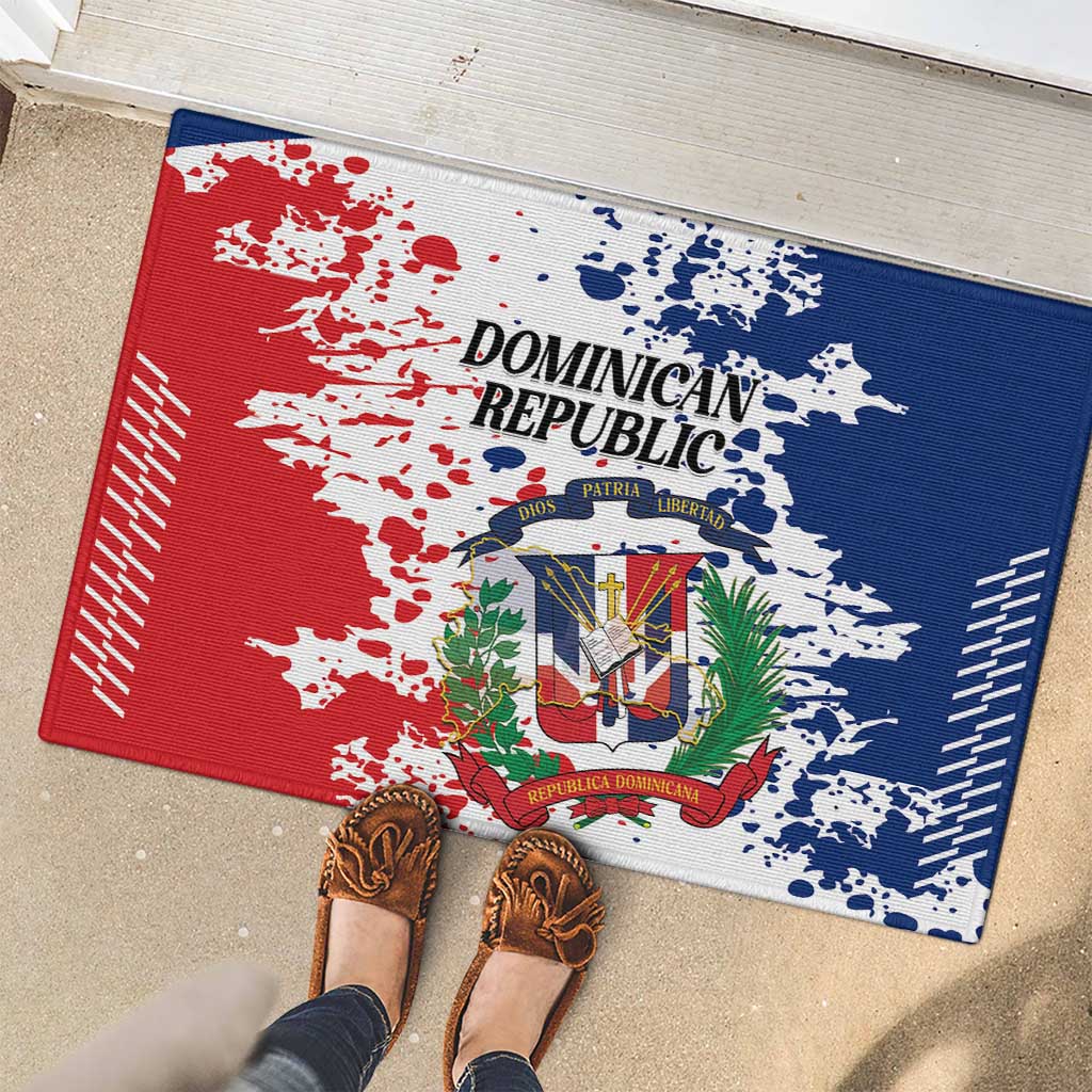 Dominican Republic Restoration Day Rubber Doormat Coat Of Arms Flag Colors - Wonder Print Shop