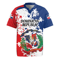 Personalized Dominican Republic Restoration Day Rugby Jersey Coat Of Arms Flag Colors - Wonder Print Shop