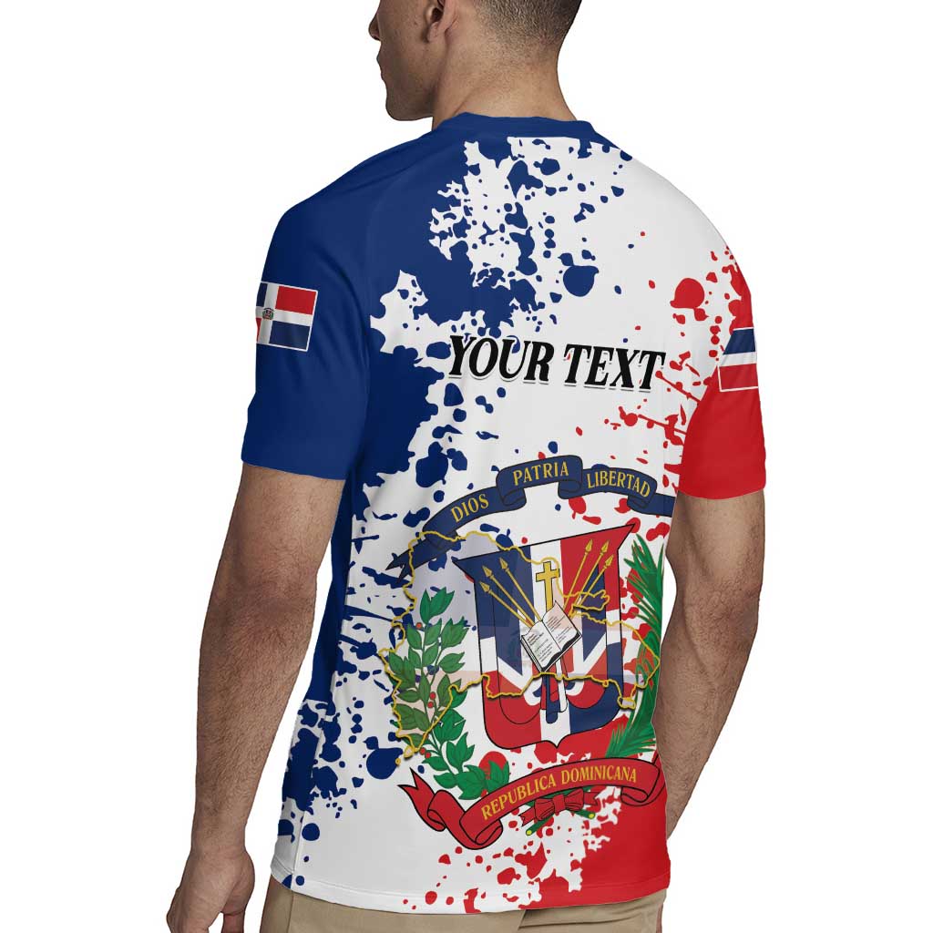 Personalized Dominican Republic Restoration Day Rugby Jersey Coat Of Arms Flag Colors - Wonder Print Shop