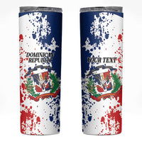 Personalized Dominican Republic Restoration Day Skinny Tumbler Coat Of Arms Flag Colors - Wonder Print Shop