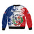 Personalized Dominican Republic Restoration Day Sleeve Zip Bomber Jacket Coat Of Arms Flag Colors - Wonder Print Shop